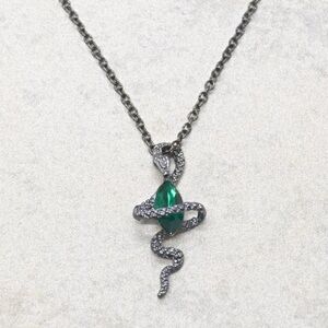 Gothic Emerald Snake Necklace